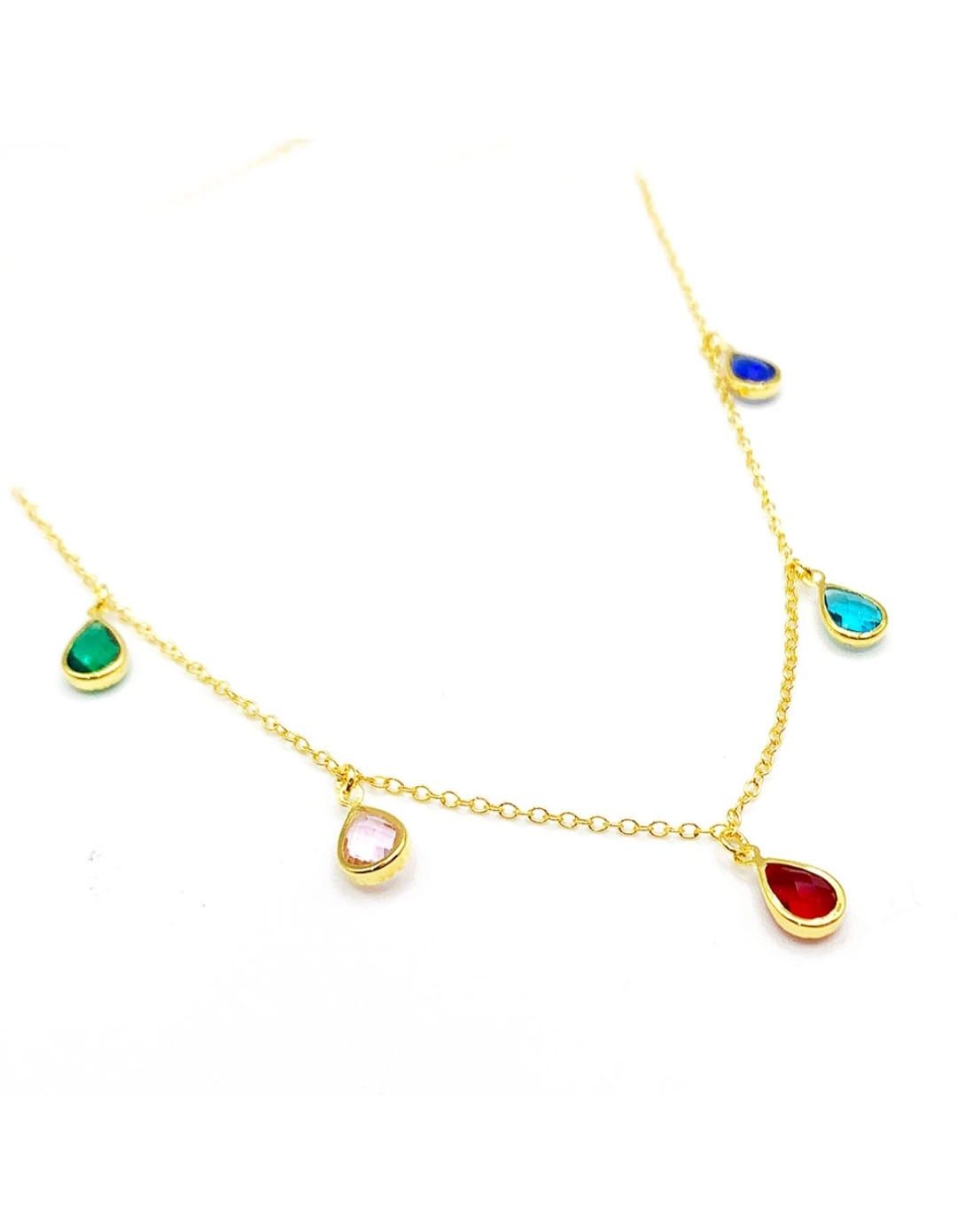 Choker Cristais Gotas Color dourado