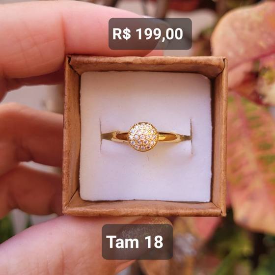 Anel Chuveirinho Abaulado Micro Cravejado Zircônia dourado Tam 18