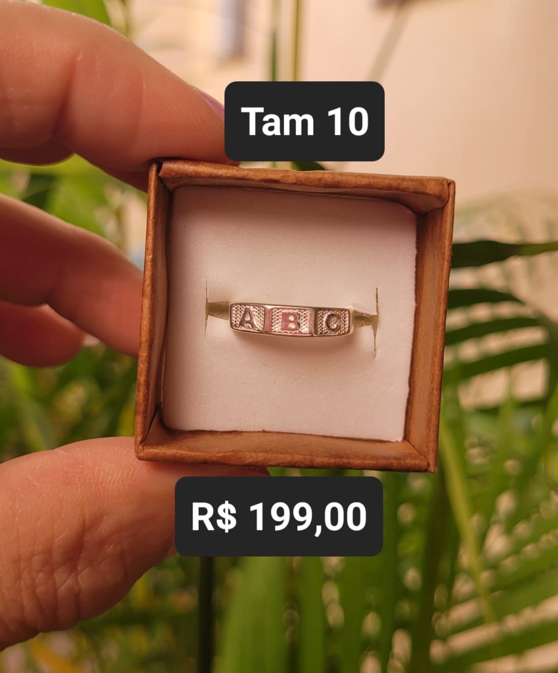 Anel Infantil ABC em Relevo prata Tam 10