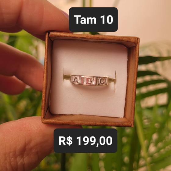Anel Infantil ABC em Relevo prata Tam 10