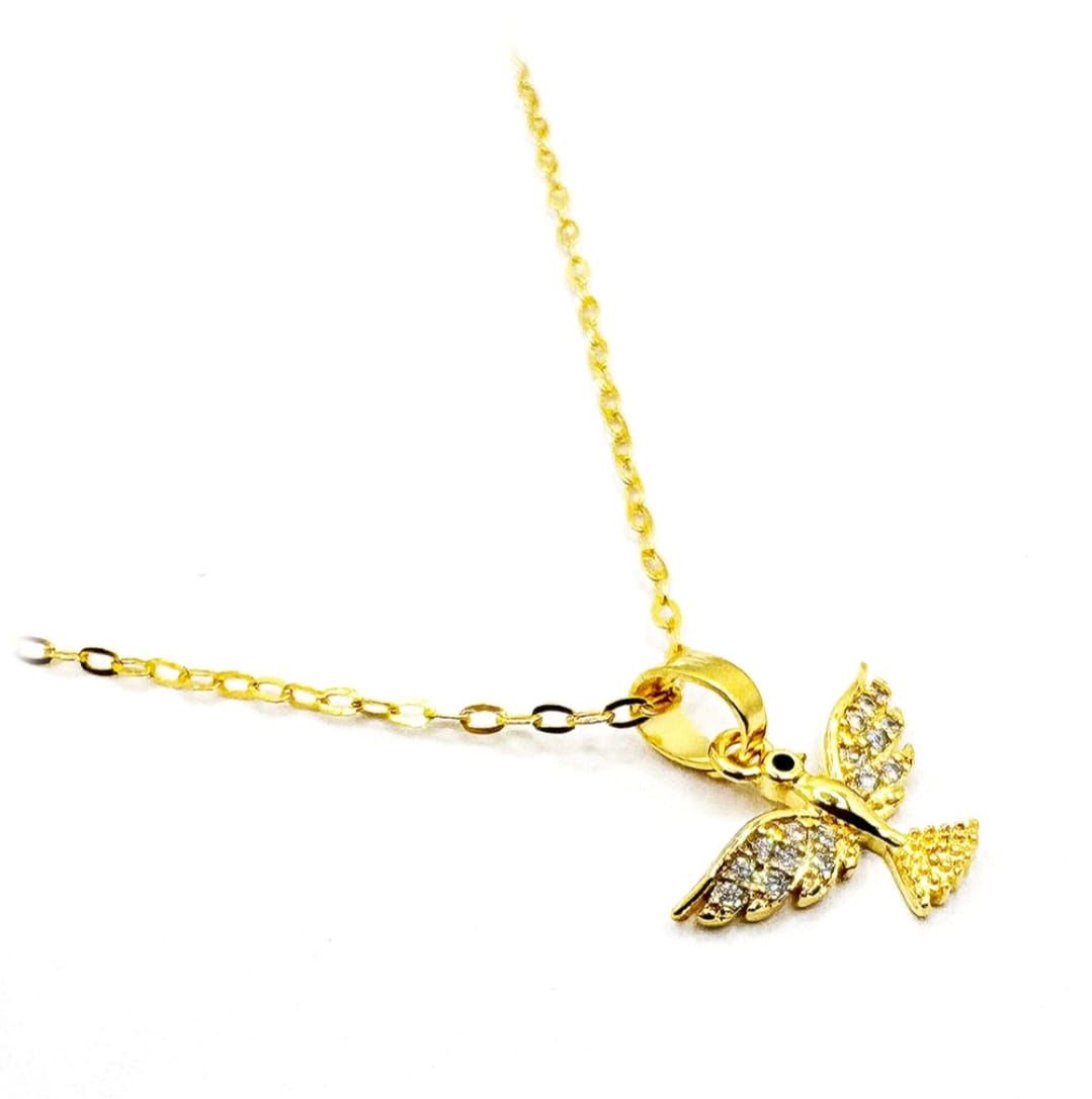 Colar Elo Português com Pingente Espírito Santo Cravejado Zircônia Cristal