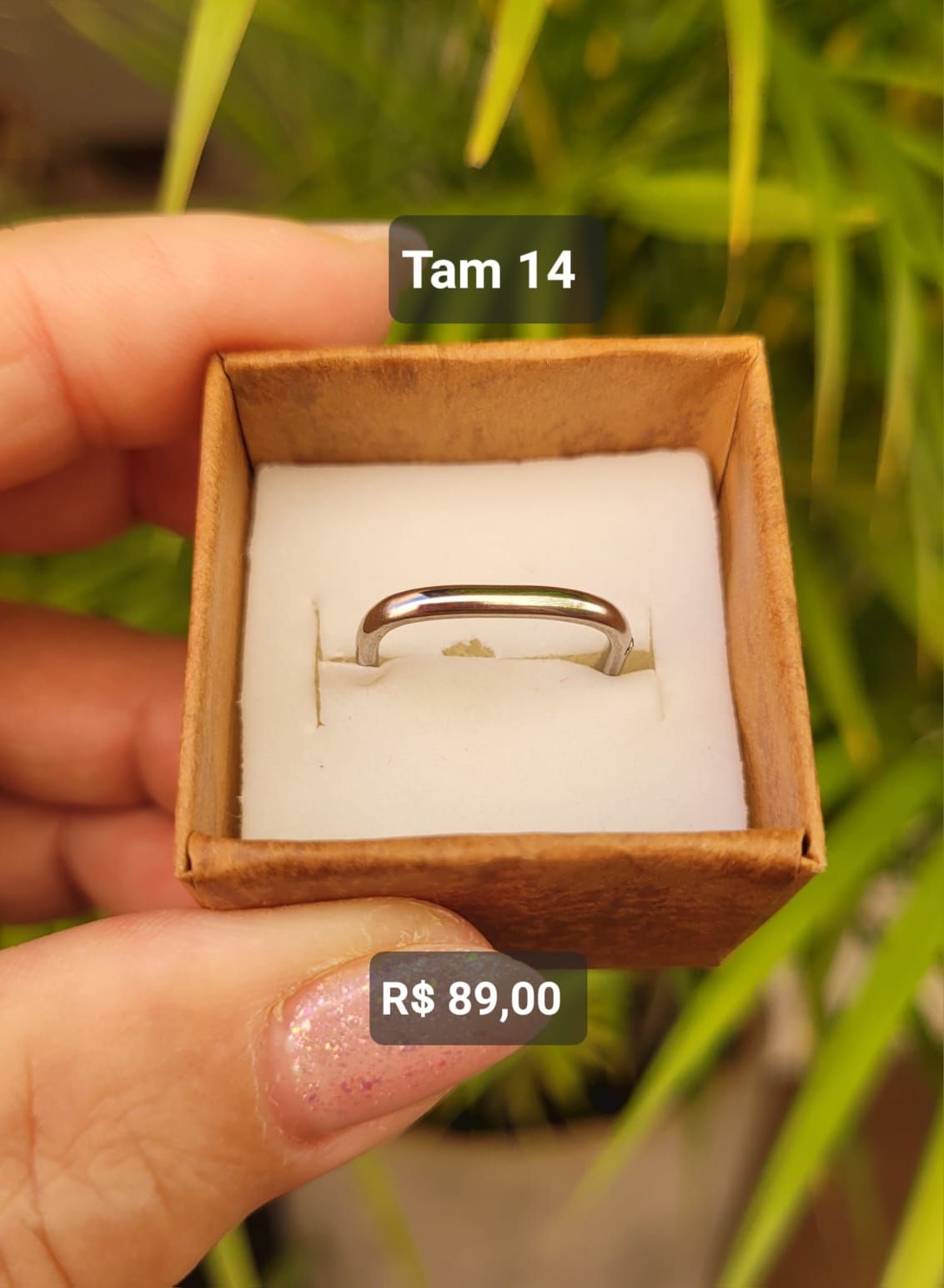Aliança Quadrado com Ponto de Luz Aço prata Tam 14