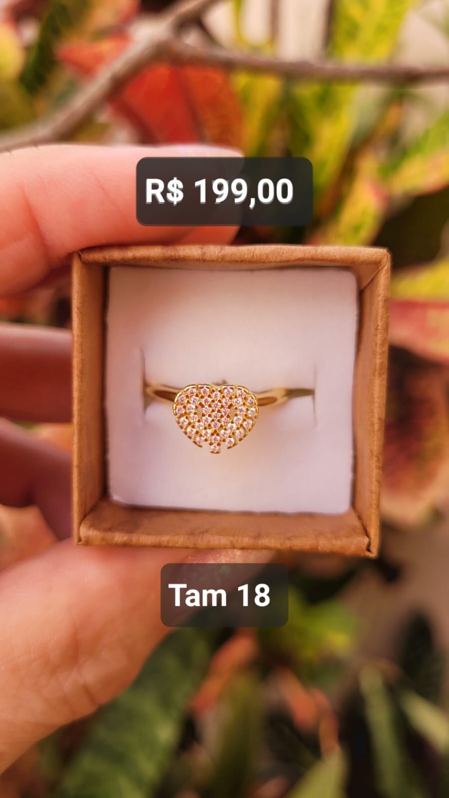 Anel Chuveirinho Coração Micro Cravejado Zircônia dourado Tam 18