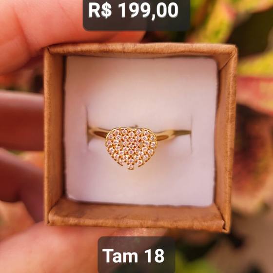 Anel Chuveirinho Coração Micro Cravejado Zircônia dourado Tam 18