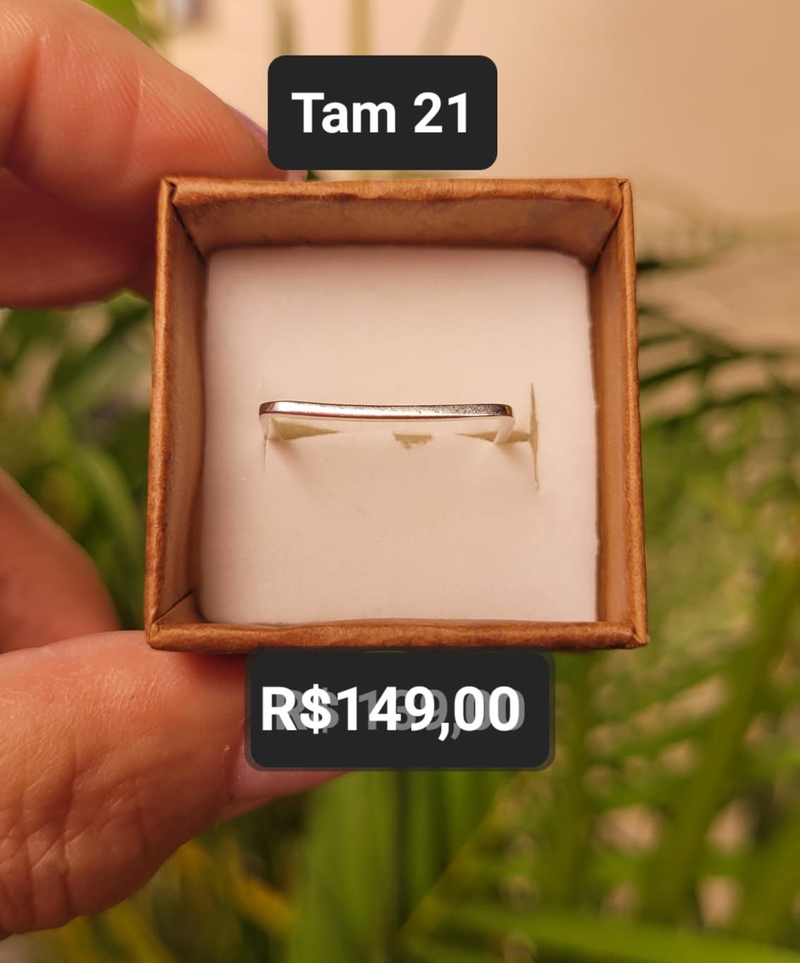 Aliança Quadrado Fino Liso prata Tam 21