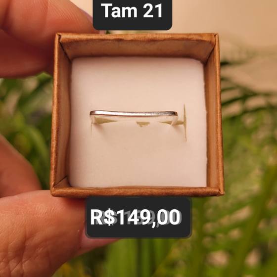 Aliança Quadrado Fino Liso prata Tam 21