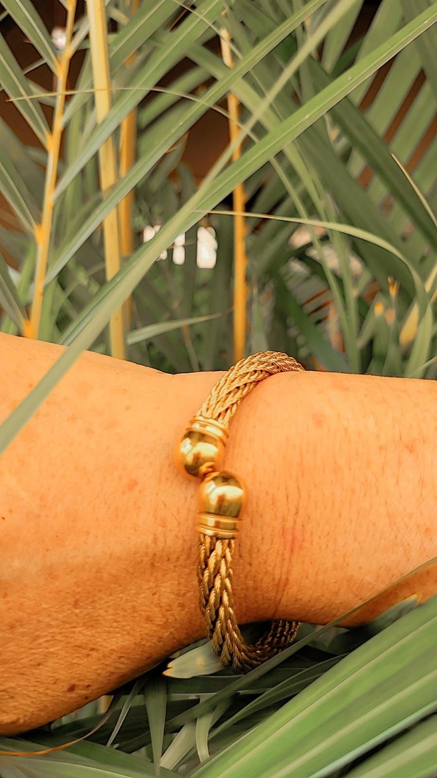 Bracelete Cordão Baiano Grosso  Aço dourado