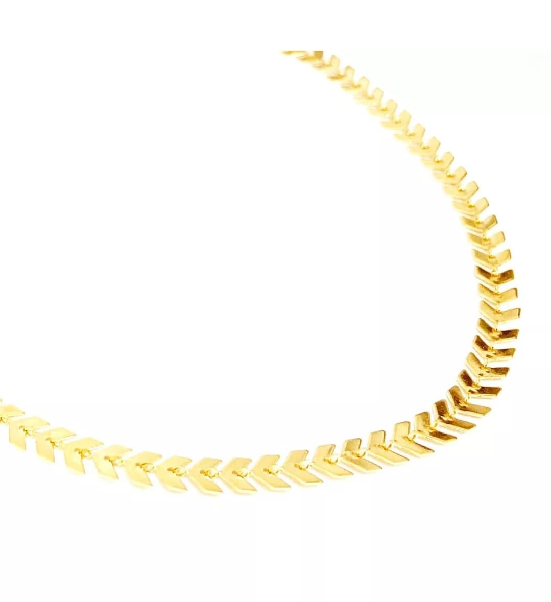 Choker Malha Folhas dourado