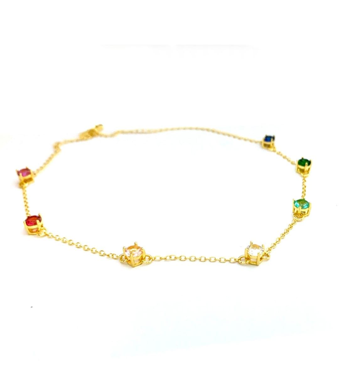 Choker Zircônia Redonda Color Cravação Pavê dourado