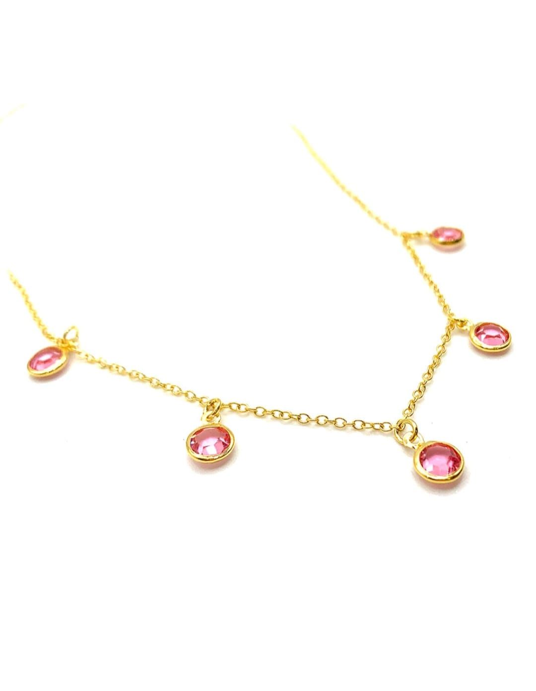 Choker Cristais Redondos Rosé dourado