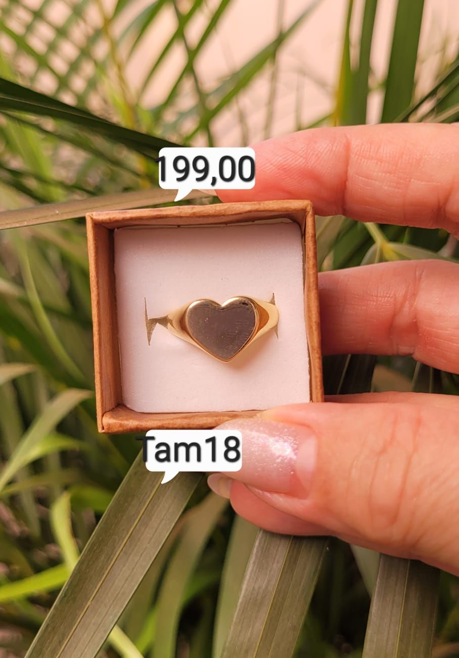 Anel Coração Cheio Liso dourado Tam 18