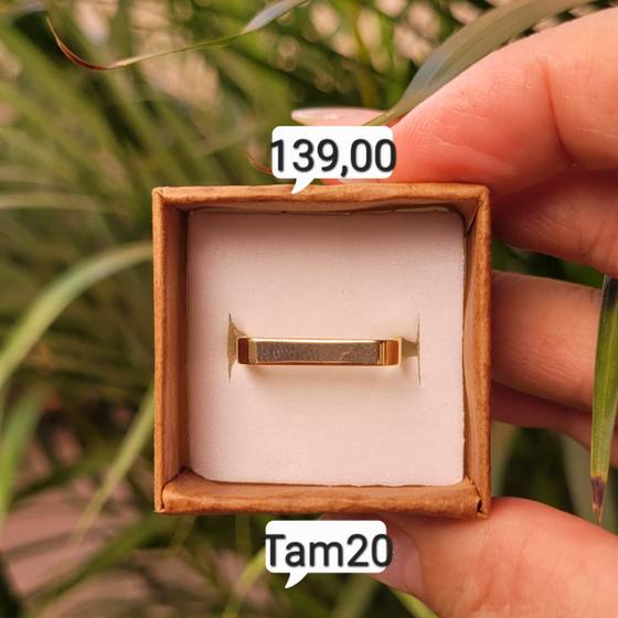 Aliança Quadrada Geométrica dourado Tam 20