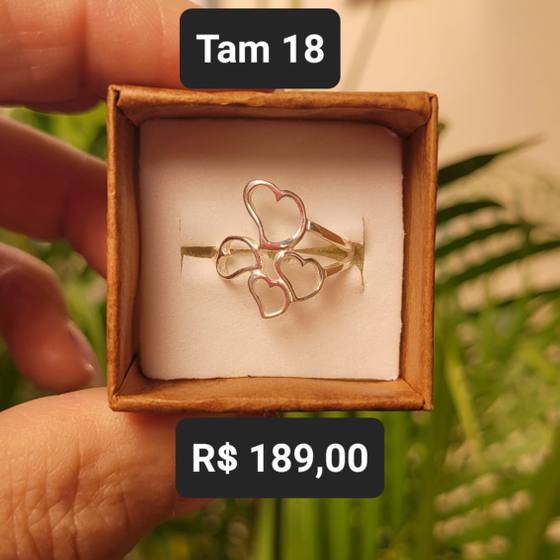 Anel 4 Corações Vazados Lisos prata Tam 18