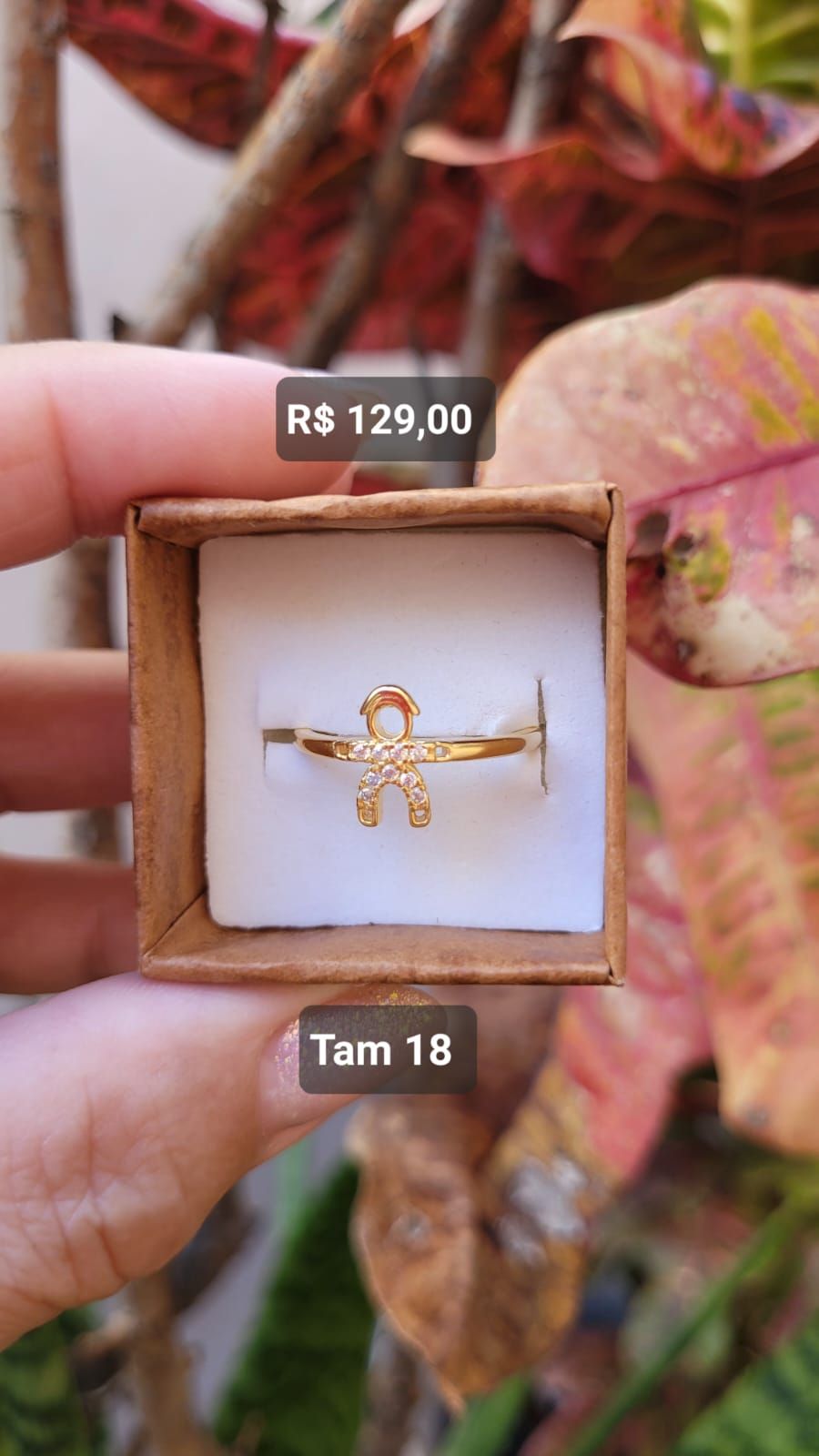 Anel Menino Micro Cravejado Zircônia Cristal dourado Tam 18